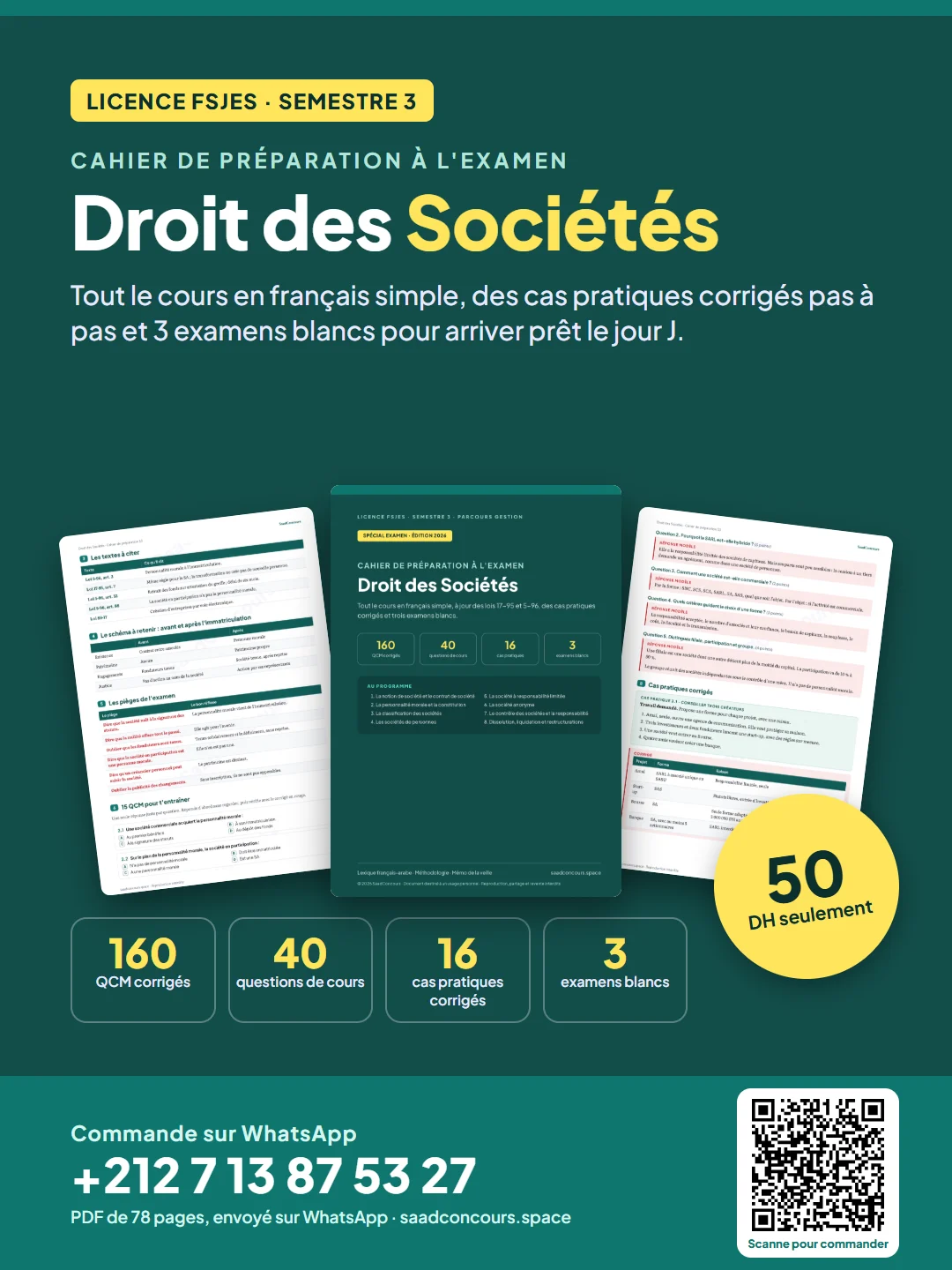Couverture : Cahier de préparation — Droit des Sociétés (S3)