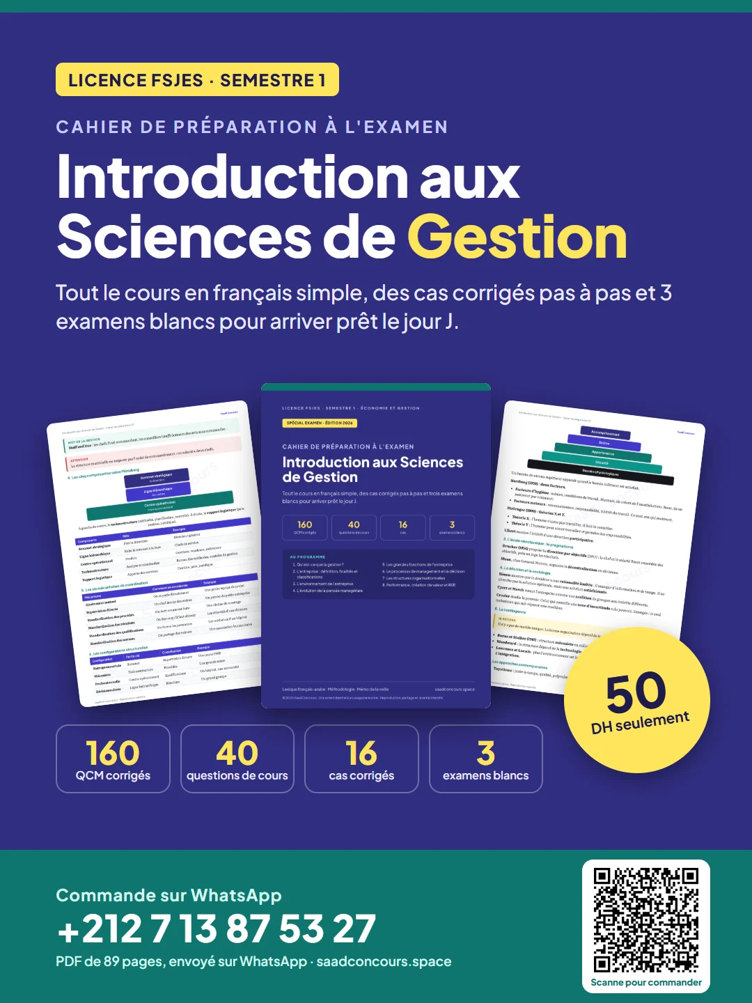 Couverture : Cahier de préparation — Introduction aux Sciences de Gestion (S1)