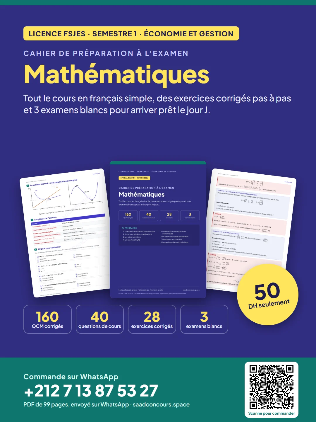 Couverture : Cahier de préparation — Mathématiques (S1)